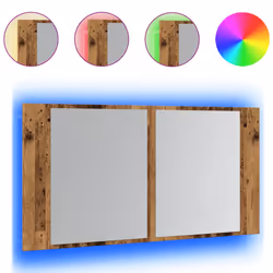 vidaXL LED Bathroom Mirror Cabinet Washroom Sink Cabinet Mirror Furniture - old wood