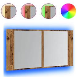 vidaXL LED Bathroom Mirror Cabinet Washroom Sink Cabinet Mirror Furniture - old wood