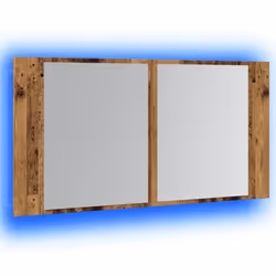 vidaXL LED Bathroom Mirror Cabinet Washroom Sink Cabinet Mirror Furniture - old wood