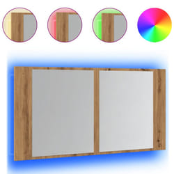 vidaXL LED Bathroom Mirror Cabinet Washroom Sink Cabinet Mirror Furniture - artisan oak