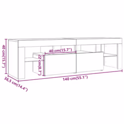 vidaXL TV Cabinet with LED Lights HiFi Cabinet Entertainment Centre TV Unit - old wood - Additional view 3