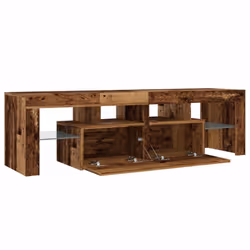 vidaXL TV Cabinet with LED Lights HiFi Cabinet Entertainment Centre TV Unit - old wood - Additional view 9