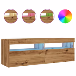vidaXL TV Cabinet with LED Lights TV Stand TV Unit Artisan Oak Engineered Wood