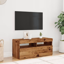 vidaXL TV Cabinet with LED Lights Sideboard TV Stand TV Unit Hifi Cabinet - old wood, 90 x 35 x 40 cm/ 1 pcs - Additional view 4