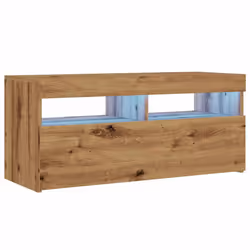 vidaXL TV Cabinet with LED Lights Sideboard TV Stand TV Unit Hifi Cabinet - artisan oak, 90 x 35 x 40 cm/ 1 pcs - Additional view 2