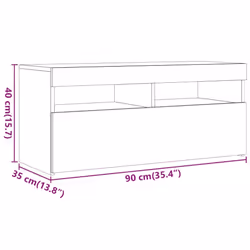 vidaXL TV Cabinet with LED Lights Sideboard TV Stand TV Unit Hifi Cabinet - artisan oak, 90 x 35 x 40 cm/ 1 pcs - Additional view 3