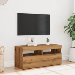 vidaXL TV Cabinet with LED Lights Sideboard TV Stand TV Unit Hifi Cabinet - artisan oak, 90 x 35 x 40 cm/ 1 pcs - Additional view 4