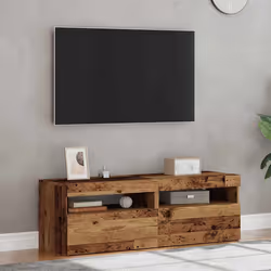 vidaXL TV Cabinets with LED Lights TV Stand 2 pcs Old Wood Engineered Wood