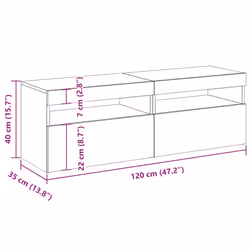 vidaXL TV Cabinets with LED Lights TV Stand 2 pcs Old Wood Engineered Wood - Additional view 4