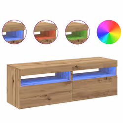 vidaXL TV Cabinets with LED Lights TV Stand 2 pcs Artisan Oak Engineered Wood