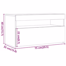 vidaXL TV Cabinet with LED Lights Sideboard TV Stand TV Unit Hifi Cabinet - old wood, 75 x 35 x 40 cm/ 1 pcs - Additional view 3