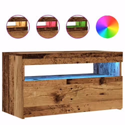 vidaXL TV Cabinet with LED Lights Sideboard TV Stand TV Unit Hifi Cabinet - old wood, 75 x 35 x 40 cm/ 2 pcs - Additional view 7