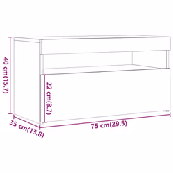 vidaXL TV Cabinet with LED Lights Sideboard TV Stand TV Unit Hifi Cabinet - artisan oak, 75 x 35 x 40 cm/ 1 pcs - Additional view 3
