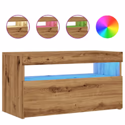 vidaXL TV Cabinet with LED Lights Sideboard TV Stand TV Unit Hifi Cabinet - artisan oak, 75 x 35 x 40 cm/ 2 pcs - Additional view 7