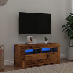 vidaXL TV Cabinet with LED Lights TV Stand TV Unit Old Wood Engineered Wood