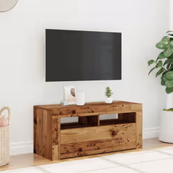 vidaXL TV Cabinet with LED Lights TV Stand TV Unit Old Wood Engineered Wood