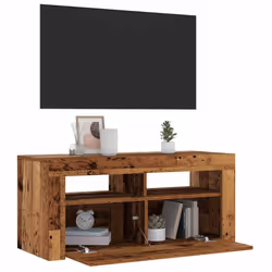 vidaXL TV Cabinet with LED Lights TV Stand TV Unit Old Wood Engineered Wood - Additional view 4
