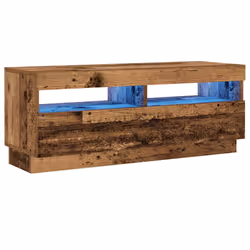 vidaXL TV Cabinet with LED Lights Entertainment Centre TV Stand Media TV Unit - old wood, 100 x 35 x 40 cm - Additional view 2