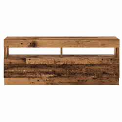 vidaXL TV Cabinet with LED Lights Entertainment Centre TV Stand Media TV Unit - old wood, 100 x 35 x 40 cm - Additional view 6