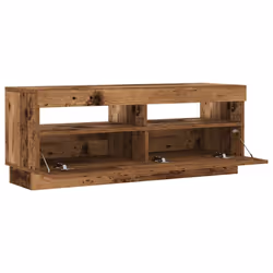vidaXL TV Cabinet with LED Lights Entertainment Centre TV Stand Media TV Unit - old wood, 100 x 35 x 40 cm - Additional view 9