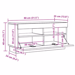 vidaXL TV Cabinet with LED Lights Entertainment Centre TV Stand Media TV Unit - old wood, 80 x 35 x 40 cm - Additional view 3