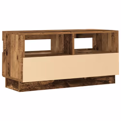 vidaXL TV Cabinet with LED Lights Entertainment Centre TV Stand Media TV Unit - old wood, 80 x 35 x 40 cm - Additional view 7