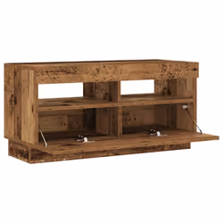 vidaXL TV Cabinet with LED Lights Entertainment Centre TV Stand Media TV Unit - old wood, 80 x 35 x 40 cm - Additional view 8