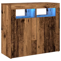 vidaXL Sideboard with LED Lights Storage Cupboard Cabinet Buffet Highboard - old wood, 80 x 35 x 75 cm - Additional view 2