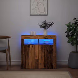 vidaXL Sideboard with LED Lights Storage Cupboard Cabinet Buffet Highboard - old wood, 80 x 35 x 75 cm - Additional view 4