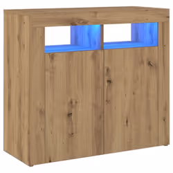 vidaXL Sideboard with LED Lights Storage Cupboard Cabinet Buffet Highboard - artisan oak, 80 x 35 x 75 cm - Additional view 2