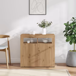 vidaXL Sideboard with LED Lights Storage Cupboard Cabinet Buffet Highboard - artisan oak, 80 x 35 x 75 cm - Additional view 4