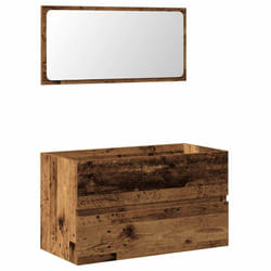 vidaXL Bathroom Furniture Set 2 Piece Storage Cabinet Cupboard Engineered Wood - old wood