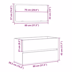 vidaXL Bathroom Furniture Set 2 Piece Storage Cabinet Cupboard Engineered Wood - old wood
