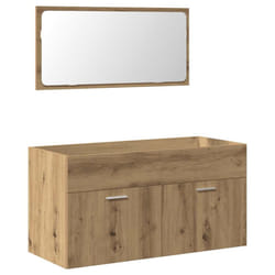 vidaXL Bathroom Furniture Set 2 Piece Engineered Wood Sink Cabinet Storage - artisan oak