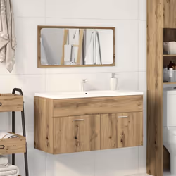 vidaXL Bathroom Furniture Set 2 Piece Engineered Wood Sink Cabinet Storage - artisan oak - Additional view 2
