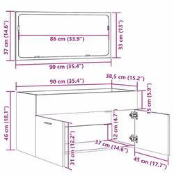 vidaXL Bathroom Furniture Set 2 Piece Engineered Wood Sink Cabinet Storage - artisan oak - Additional view 9