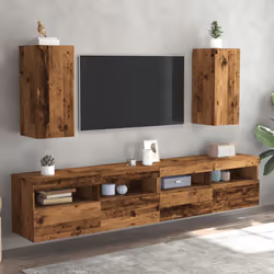 vidaXL TV Cabinet Engineered Wood Wall Mounted Stand Living Room TV Console - old wood, 2 pcs