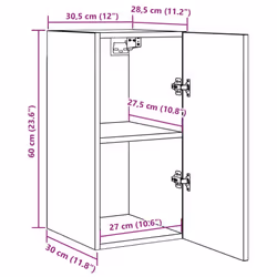 vidaXL TV Cabinet Engineered Wood Wall Mounted Stand Living Room TV Console - old wood, 2 pcs