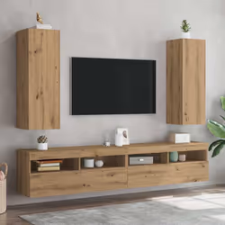 vidaXL TV Cabinet Engineered Wood Wall Mounted Stand Living Room TV Console - artisan oak, 2 pcs