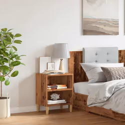 vidaXL 1/2x Bed Cabinet with Solid Wood Legs 40x30x50 cm Stand Multi Colors - old wood, 1 pcs - Additional view 2