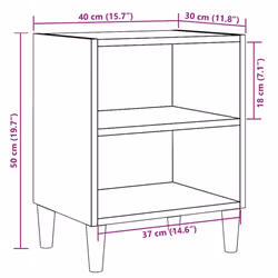 vidaXL 1/2x Bed Cabinet with Solid Wood Legs 40x30x50 cm Stand Multi Colors - old wood, 1 pcs - Additional view 3