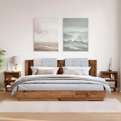 vidaXL 1/2x Bed Cabinet with Solid Wood Legs 40x30x50 cm Stand Multi Colors - old wood, 2 pcs - Additional view 2