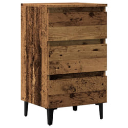 vidaXL Bed Cabinets with Metal Legs Nightstand Side Table Storage Bed Table - old wood