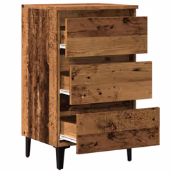 vidaXL Bed Cabinets with Metal Legs Nightstand Side Table Storage Bed Table - old wood - Additional view 4