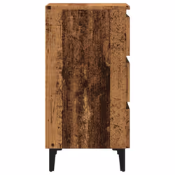 vidaXL Bed Cabinets with Metal Legs Nightstand Side Table Storage Bed Table - old wood - Additional view 5
