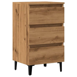 vidaXL Bed Cabinets with Metal Legs Nightstand Side Table Storage Bed Table - artisan oak