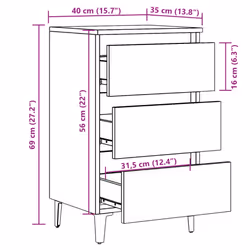 vidaXL Bed Cabinets with Metal Legs Nightstand Side Table Storage Bed Table - artisan oak