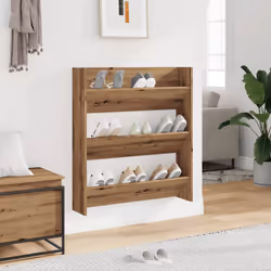 vidaXL Wall Shoe Cabinet Shoe Rack Hall Shoe Storage Cupboard Engineered Wood - artisan oak