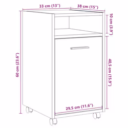vidaXL Side Cabinet with Wheels Chipboard Home Rolling Cabinet Multi Colours - old wood - Additional view 3