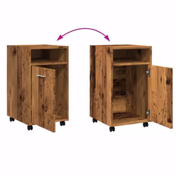 vidaXL Side Cabinet with Wheels Chipboard Home Rolling Cabinet Multi Colours - old wood - Additional view 9